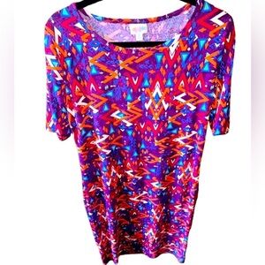 Lularoe XL purple geometric Julia dress .‎ Pattern on pattern . NWT.